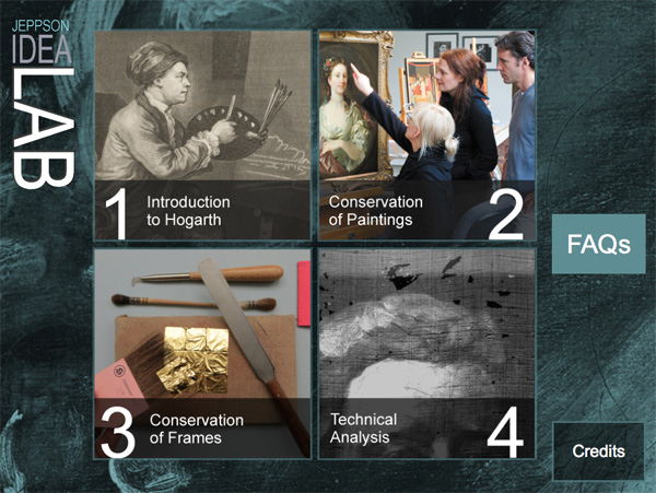 Interactive app Portraits by William Hogarth in Conservation