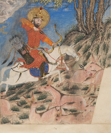 Persian, Bahram Gur Hunting Wild Ass, from the &ldquo;Great Mongol Shahnama&rdquo; of Firdausi (detail), about 1335